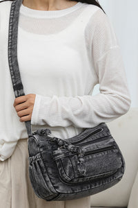 Adjustable Strap Denim Crossbody Bag