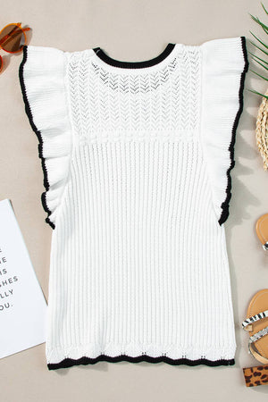 Crochet Eyelet Flounce Top (S-XL)