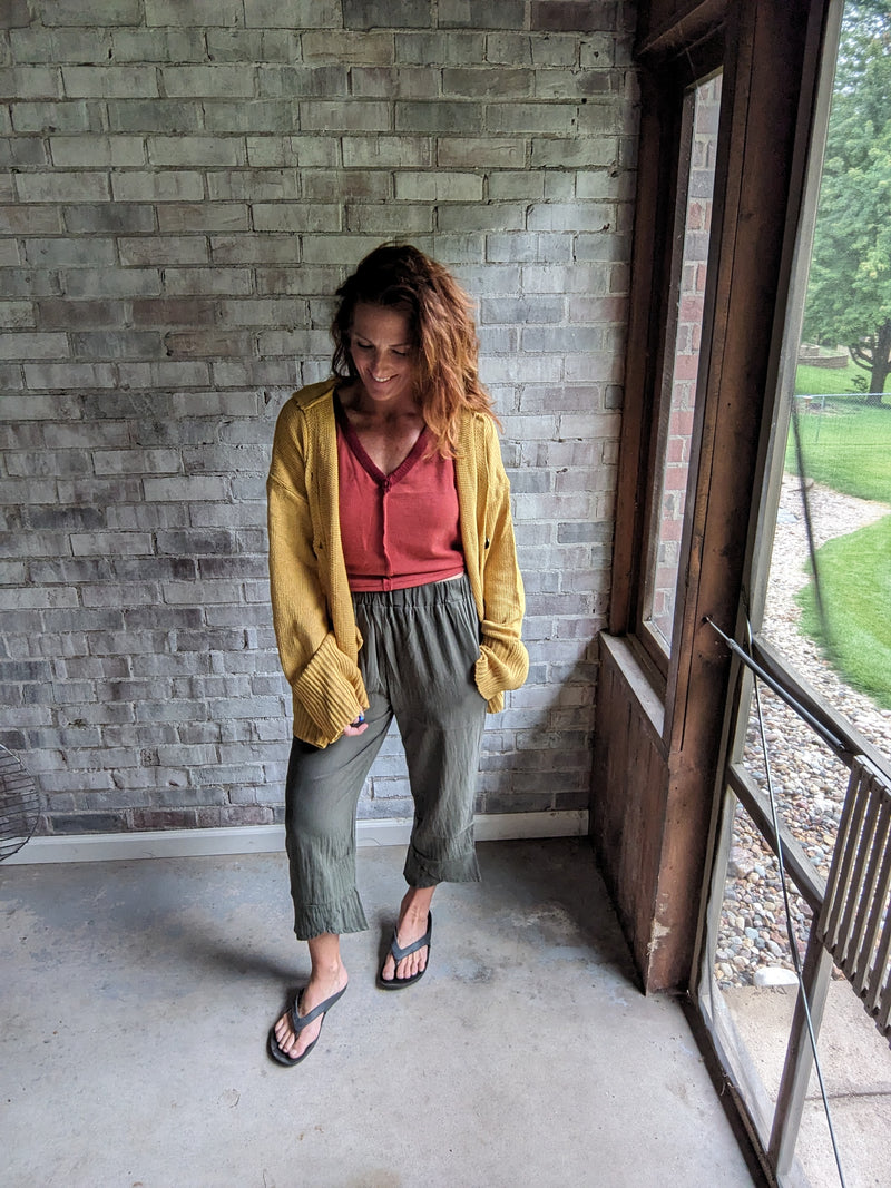 Olive Crop Dress Pants (S-2X)