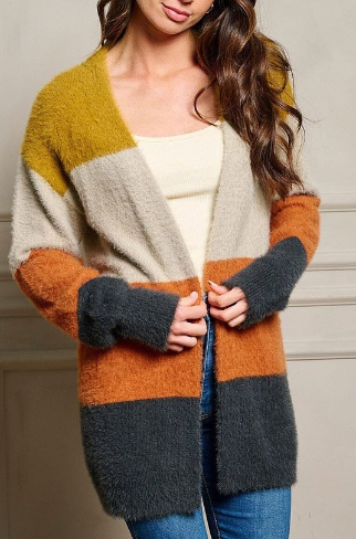 Plush Striped Cardi (S-M-L)