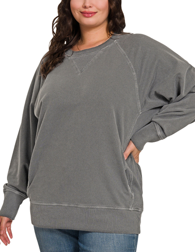 Zenana Pigment Pullover (3X)