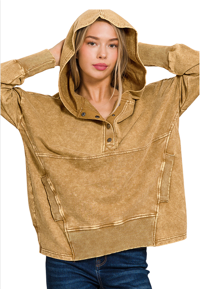 Zenana French Terry Pocket Hoodie (S-M-L)