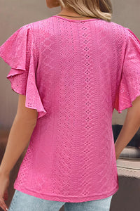Eyelet Twisted Flutter Sleeve (S-XL)