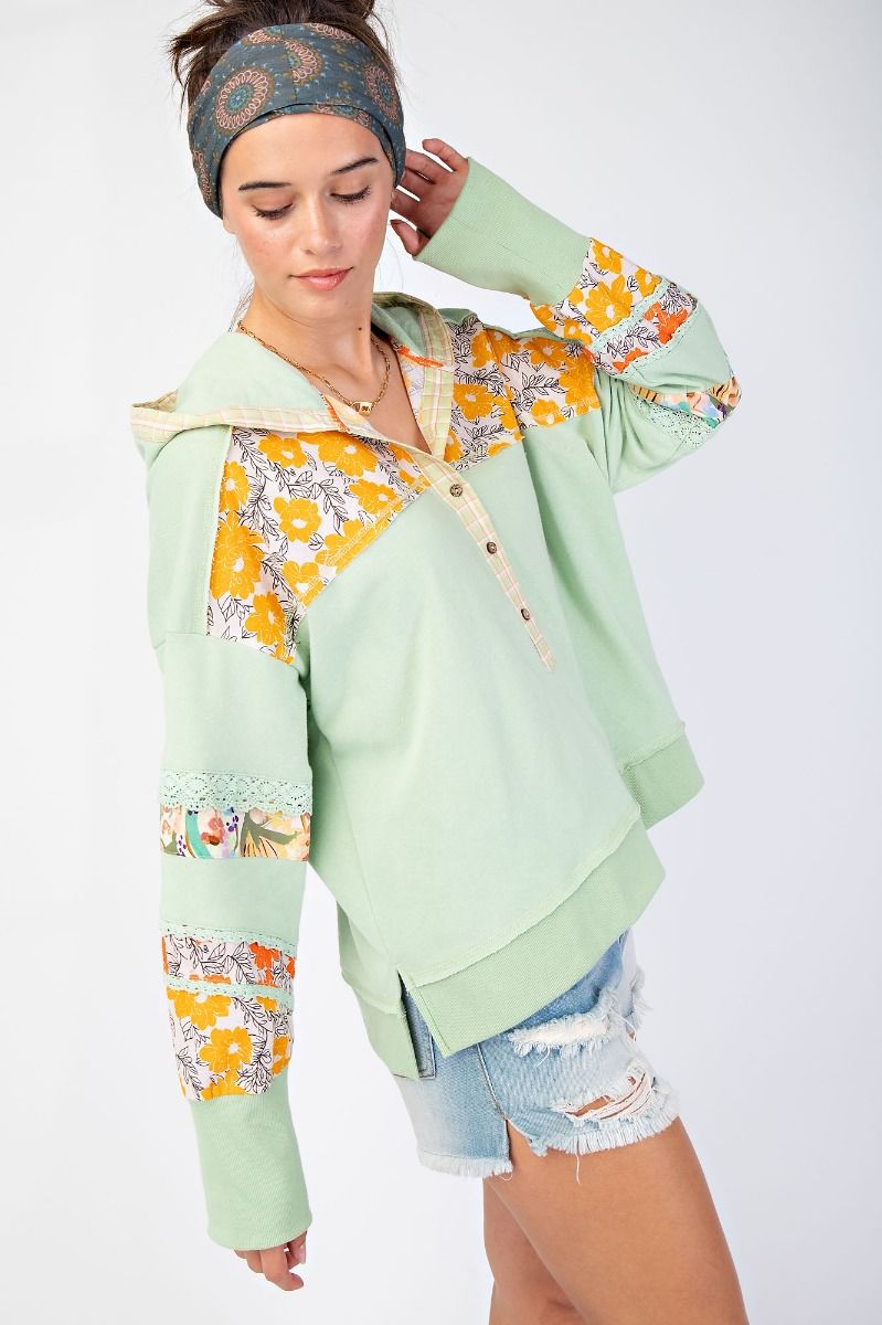 Mint Print Hoodie (1X-3X)