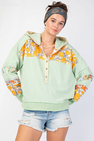 Mint Print Hoodie (1X-3X)