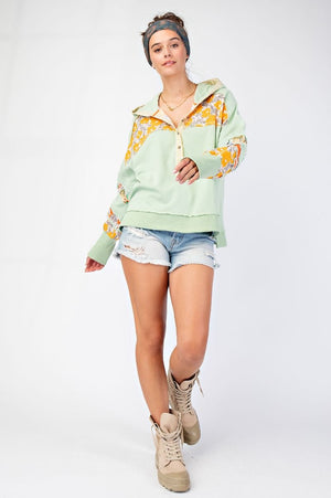 Mint Print Hoodie (1X-3X)