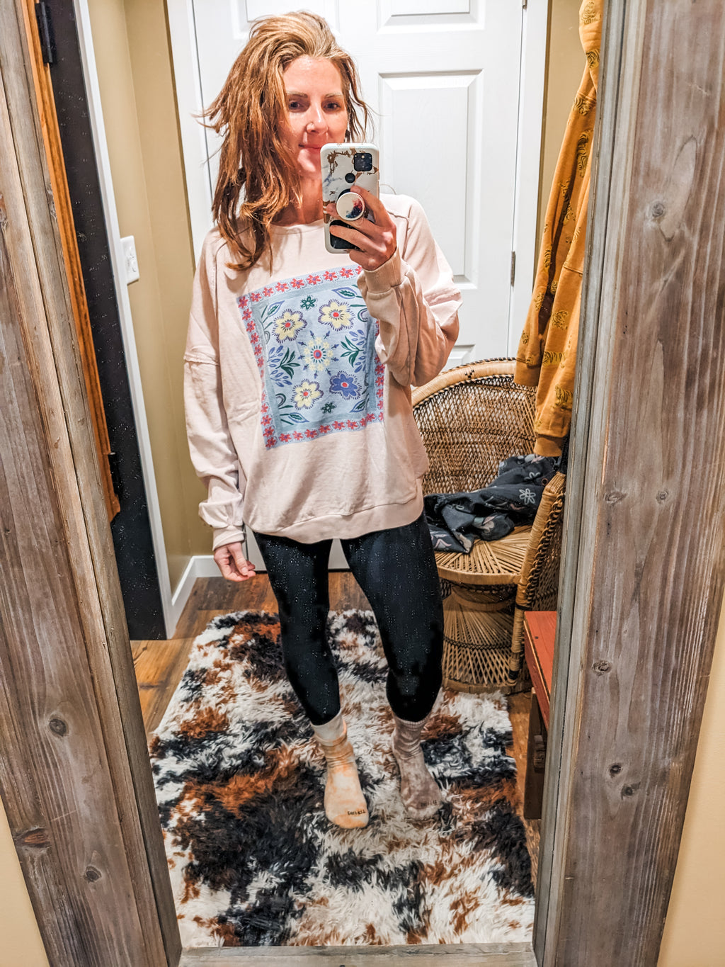 Rose Grey Boho Print Pullover (S-M-L)